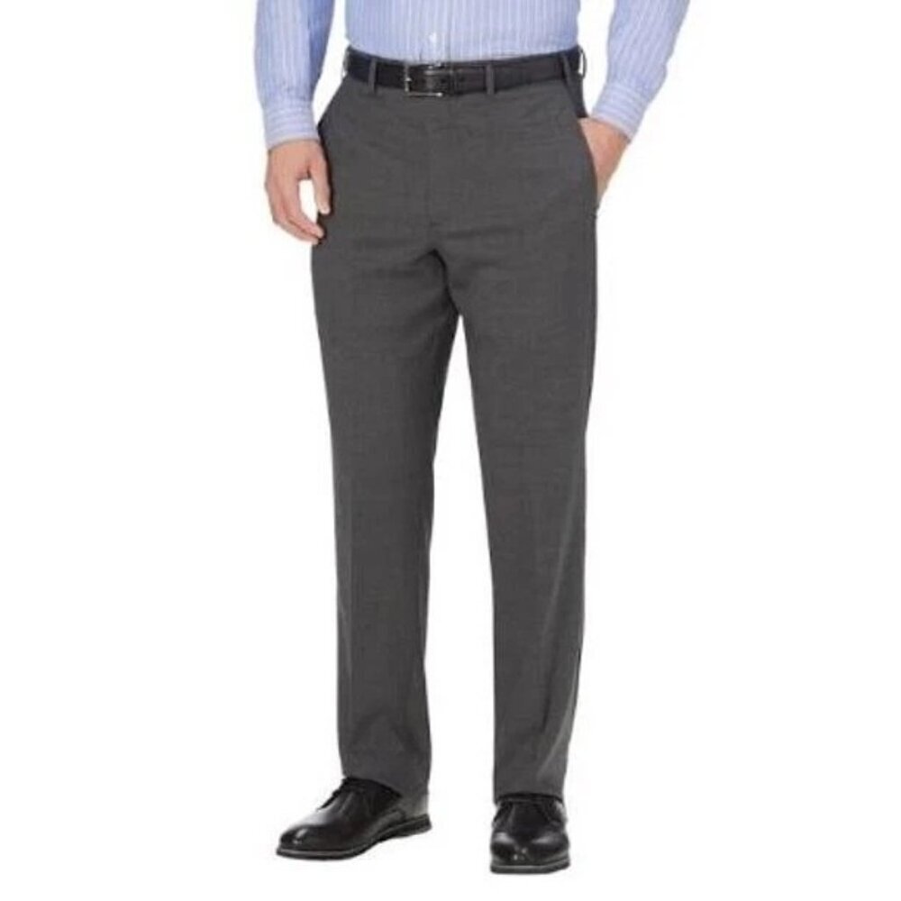 JB Britches Men's 40X30 Gray Wool Blend Flat Front Dress Pants N0305